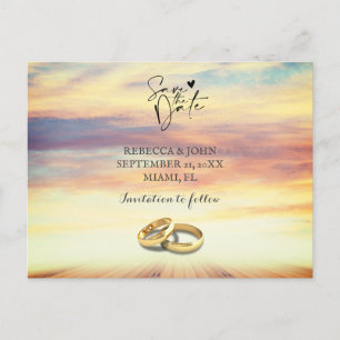 Faire-part Mariage plage enregistrer la date carte postale