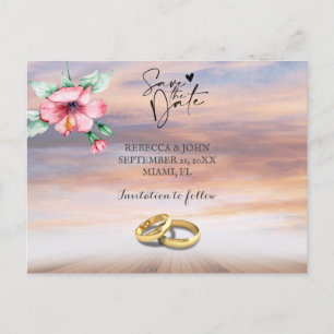 Faire-part Mariage plage enregistrer la date carte postale