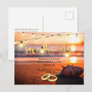 Faire-part Mariage plage enregistrer la date carte postale