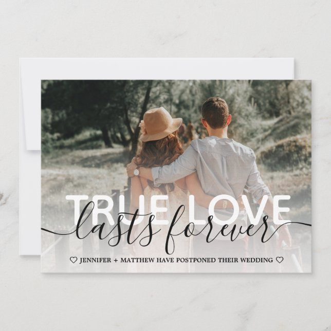 Faire-part Mariage reporté Typographie de l'amour vrai (Devant)