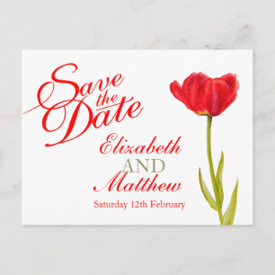 Faire-part Mariage Sauvegarder la date Carte postale rouge tu