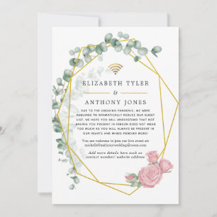 Faire-part Mariage virtuel géométrique Rose Eucalyptus Invité