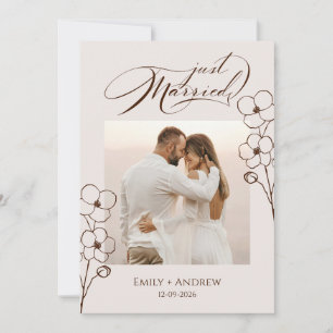 Faire-part Mariés Floral Calligraphié Sable Photo