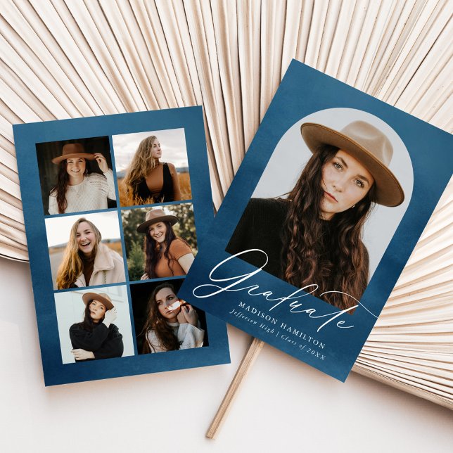 Faire-part Marine Aquarelle Arch 7 Photo Collage Graduation (Créateur téléchargé)