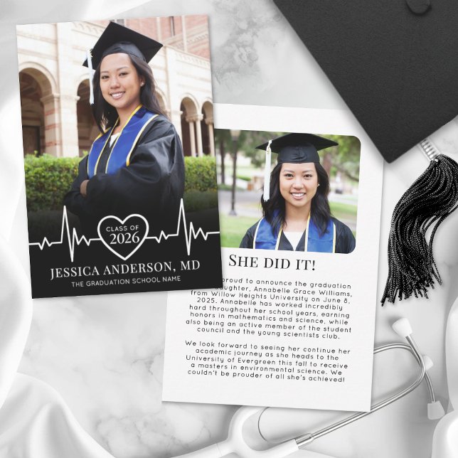 Faire-part Medical School Photo Graduation (Photo Medical School Graduation Announcement)