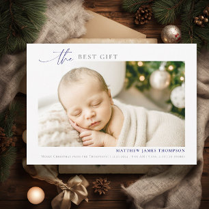 Faire-part Meilleur cadeau minimaliste hiver Bleu Noël bébé