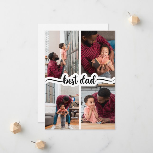 Faire-part Meilleur papa personnalisé 4 photo Collage (Devant/Arrière en situation)