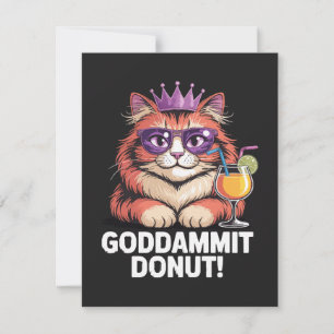 Faire-part Mème de chat princesse donut féminin