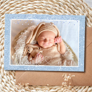 Faire-part Merci Bleu de mignonne Parties scintillant PHOTO N