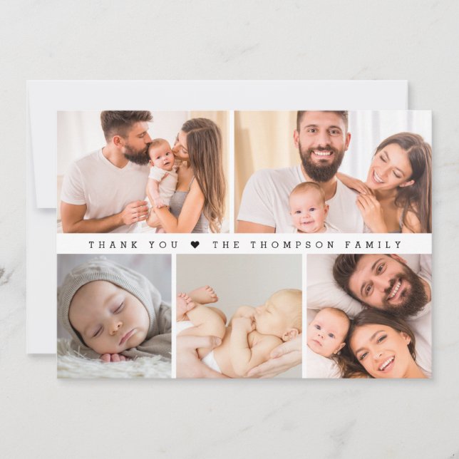 Faire-part Merci de Baby shower Collage photo personnalisé si (Devant)