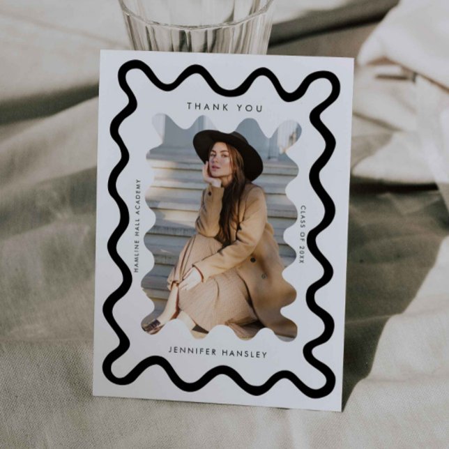 Faire-part Merci de graduation de cadre blanc brillant (Créateur téléchargé)