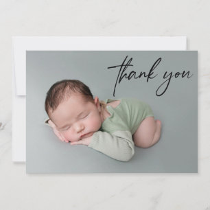 Faire-part Merci de main Script personnalisé photo bébé