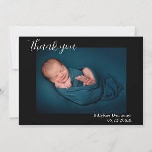Faire-part Merci photo bébé simple Script de naissance