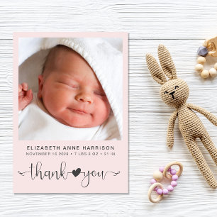 Faire-part Merci Photo Naissance rose