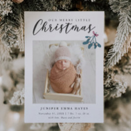Faire-part Merry Little Christmas Mistletoe Baby Photo Naissa