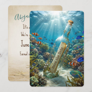 Faire-part Message de sauvegarde de date dans une bouteille