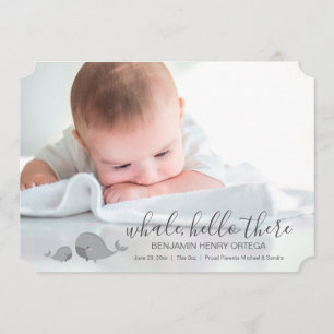 Faire-part mignon de photo de bébé de baleine