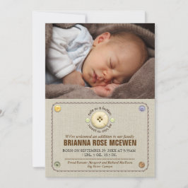 Faire-part Mignonne comme un bouton photo bébé naissance