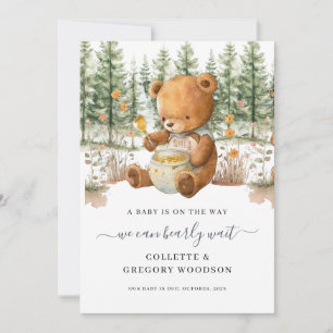 Faire-part Mignonne On Peut Attendre L'Ours Honey Grossesse