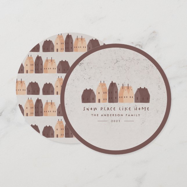 Faire-part mignonne scandi moderne maison naturelle Noël (Devant / Derrière)