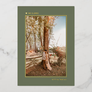 Faire-part minimal d'Elopement Marié Vert Or