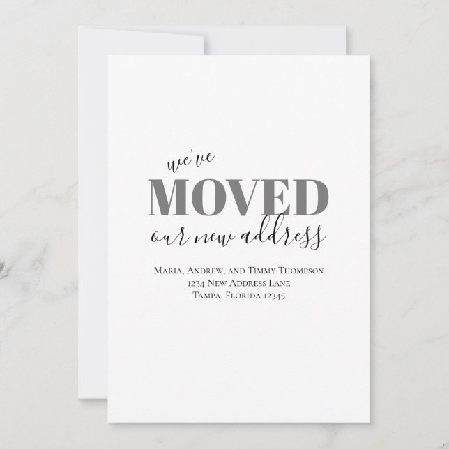 Faire-part Minimaliste Nous avons déplacé simple déplacement (Devant)