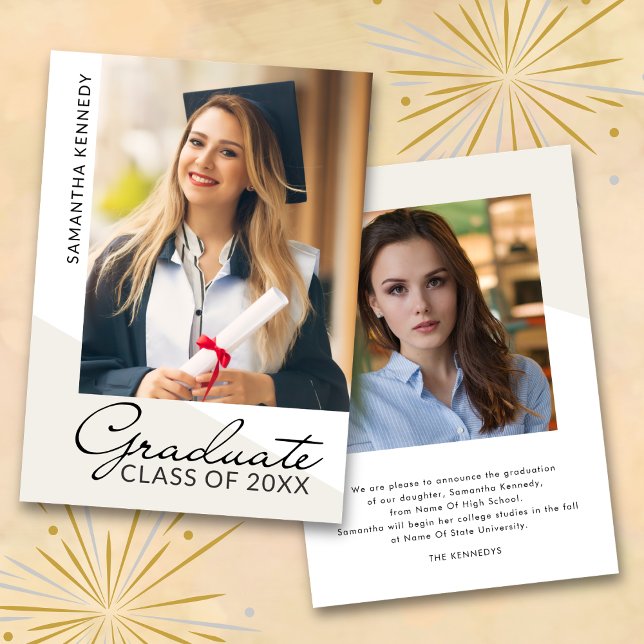 Faire-part Modern 2 Photo Graduation Class of 2026  (Créateur téléchargé)