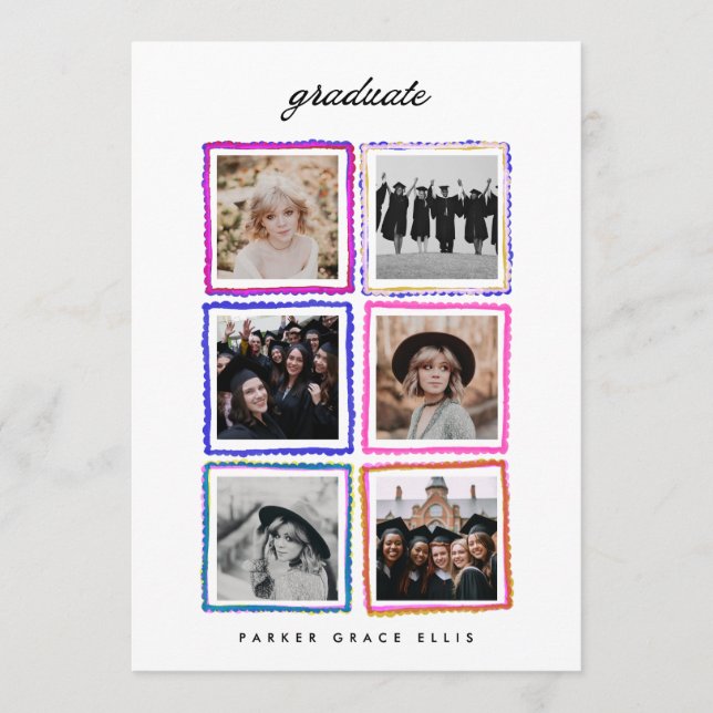 Faire-part Modern 6 Photo Collage Frames Graduate High School (Devant)