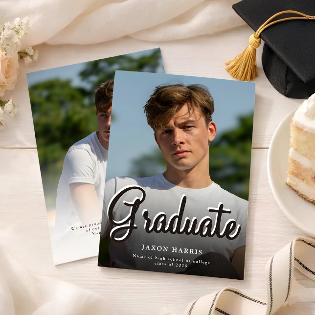 Faire-part Modern Double Sided Photo Graduation Announcement (Créateur téléchargé)