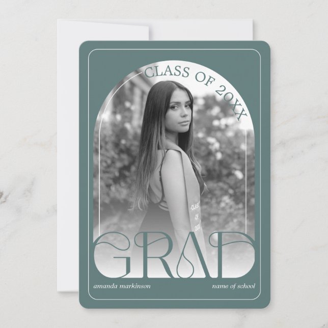 Faire-part Modern Sage Green Arch Graduation Announcement (Devant)