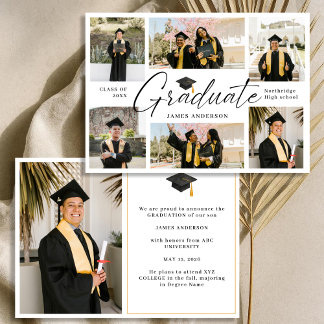 Faire-part Modern Trendy 7 Photo Graduation Collage