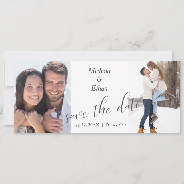 Faire-part Modern Two Photo Save the Date Mariage (Devant)