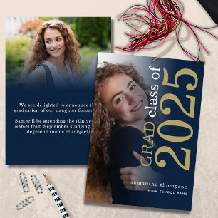 Faire-part Moderne 2 photo Marine Gold 2025 Graduation