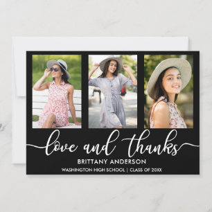 Faire-part Moderne 3 Photo Graduation Amour et Merci