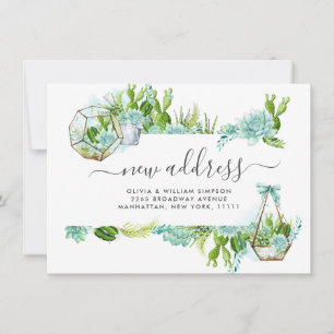 Faire-part Moderne aquarelle Cactus Mouvement Succulent