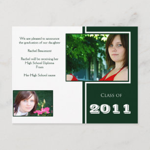 Faire-part Moderne blanc et vert quadruple graduation