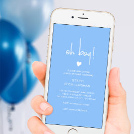 Faire-part Moderne Blue Baby Boy Shower Cellphone Vite