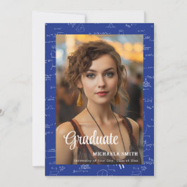 Faire-part Moderne Blue Math Photo College Message de graduat