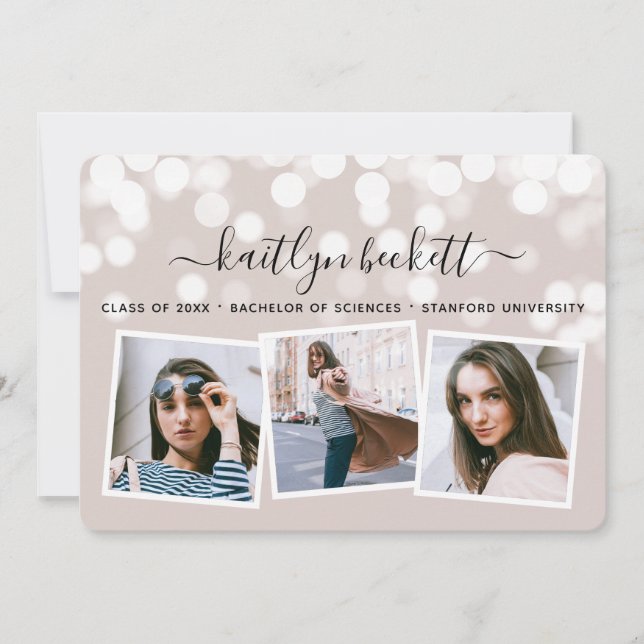 Faire-part Moderne Bokeh Lights 3 Diplôme photo (Devant)