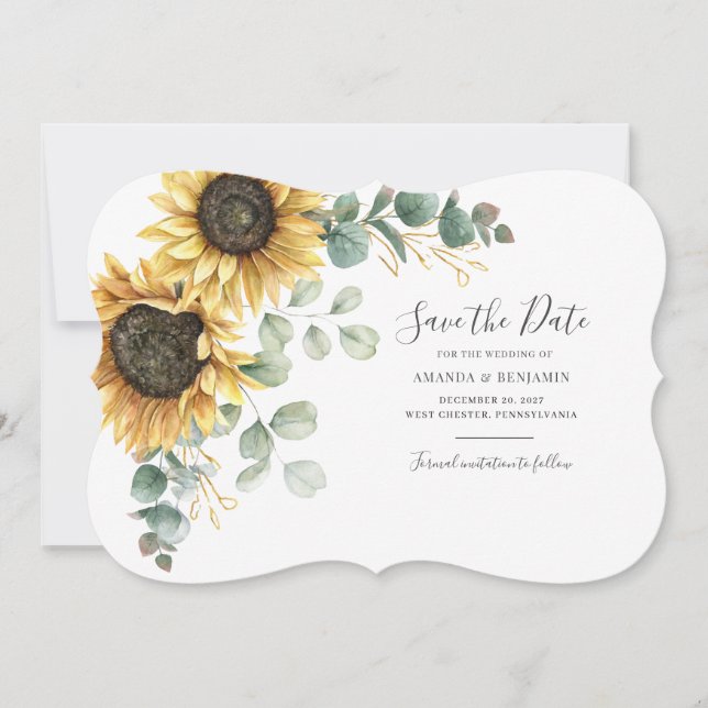 Faire-part moderne de fleurs d'eucalyptus et de to (Devant)