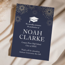 Faire-part moderne de graduation Fireworks