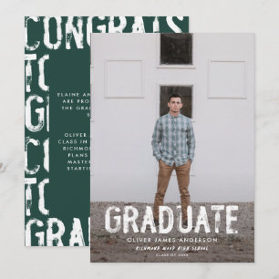 Faire-part moderne de graduation photo verte grung
