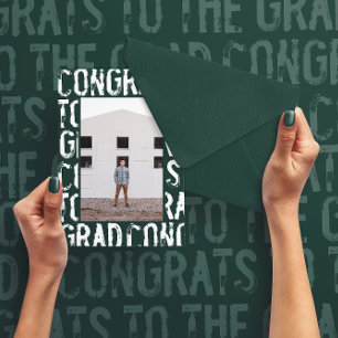 Faire-part moderne de graduation photo verte grung