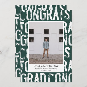 Faire-part moderne de graduation photo verte grung