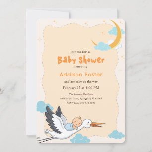 Faire-Part Moderne de Naissance de Cigogne pour Ba