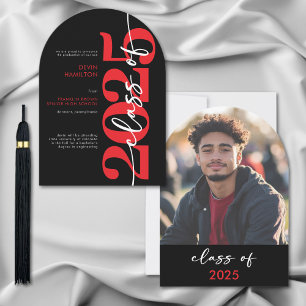 Faire-part moderne de typographie rouge Arch Grad