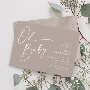 Faire-Part Moderne Écriture Neutre Oh Baby Shower