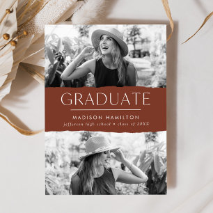 Faire-part Moderne Edge Brown 2 Photo Graduation