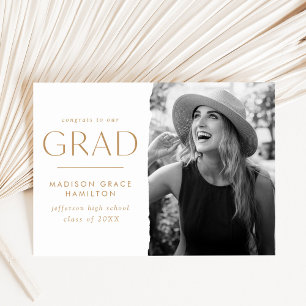 Faire-part Moderne Edge Gold Photo Graduation
