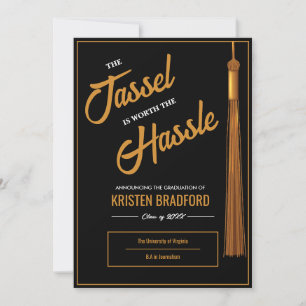 Faire-part Moderne Elegant Gold Tassel Black Graduation